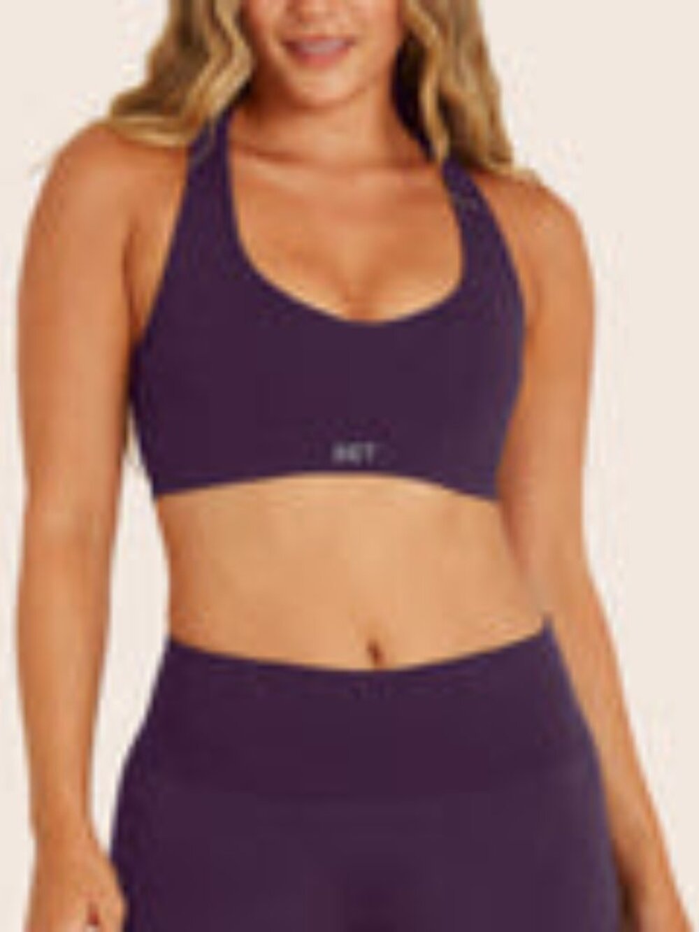 SET Active Ribbed V-Neck Racerback Sports Bra in Purple